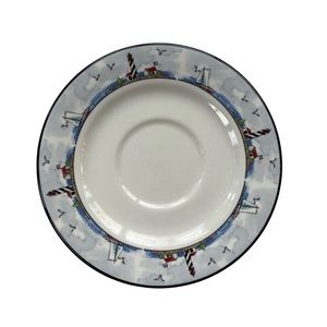 Totally Today Coastal Lighthouse Seaside Scene White 6.25 in. Small Saucer Plate
